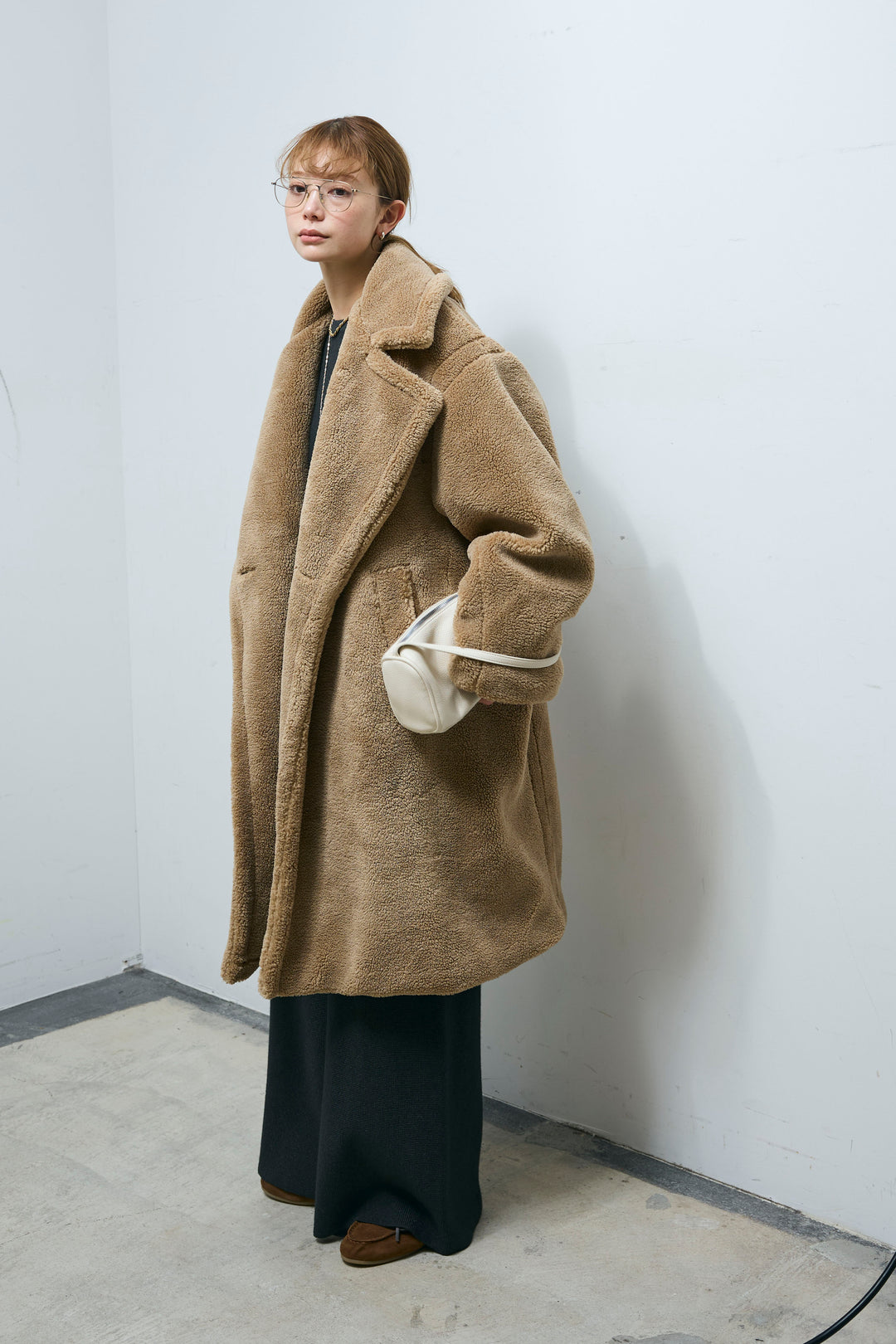 [予約/SET]ウエストレイヤードニットセットアップ+テディロングコート(2set)