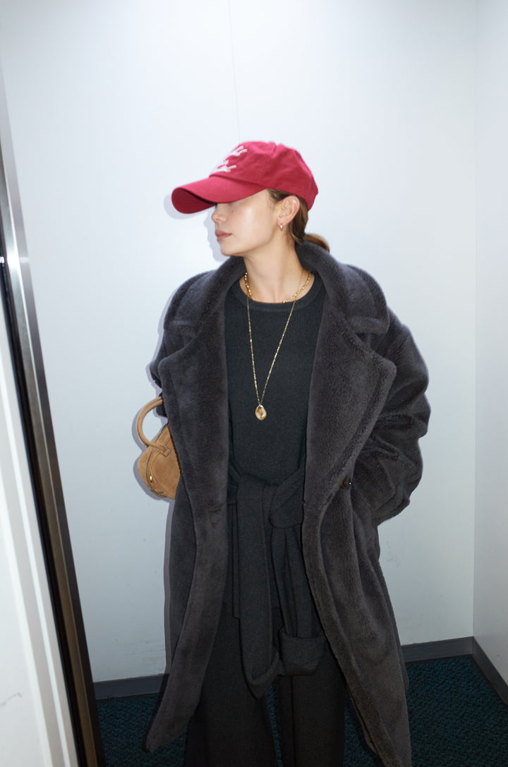 [予約/SET]ウエストレイヤードニットセットアップ+テディロングコート(2set)