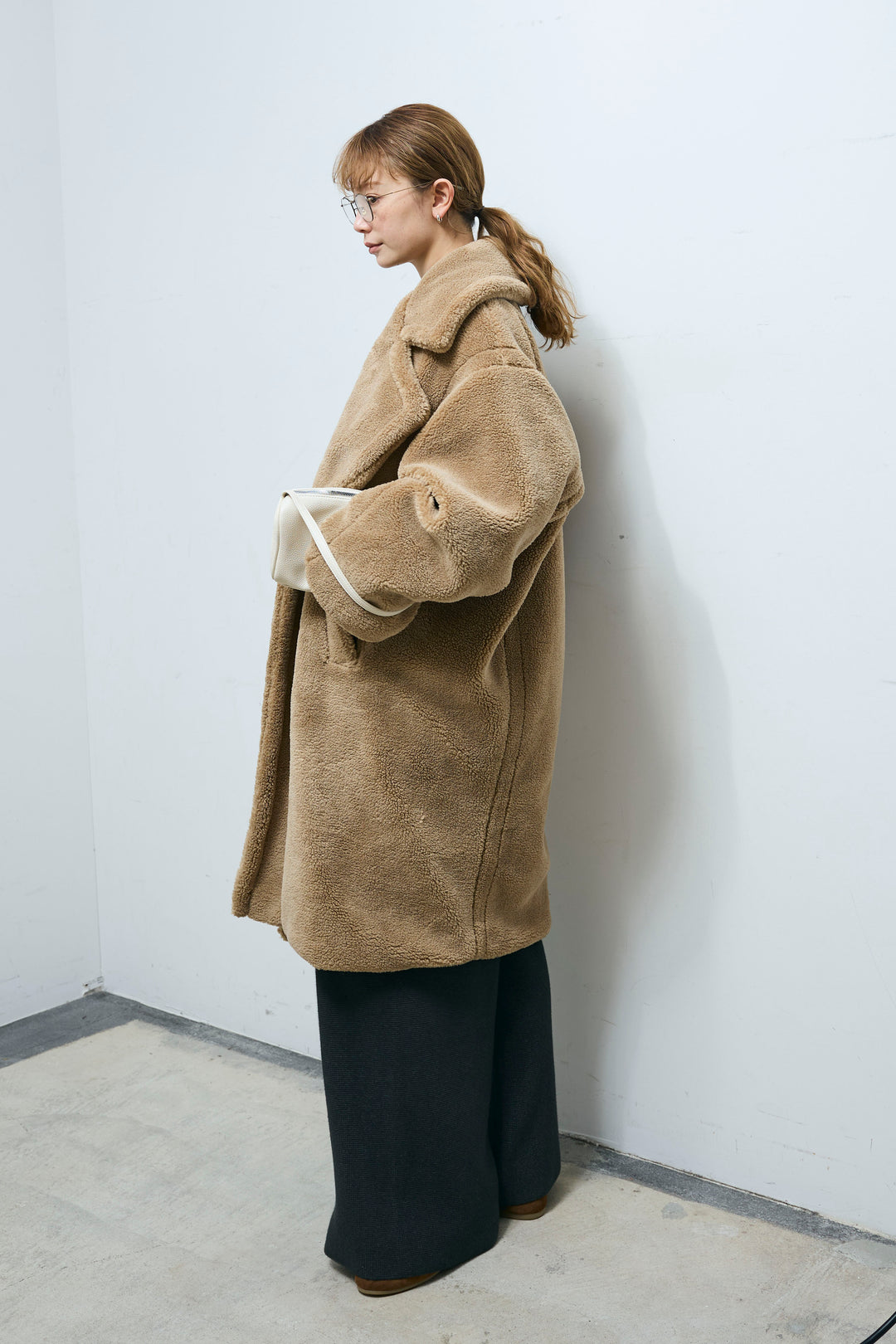 [予約/SET]ウエストレイヤードニットセットアップ+テディロングコート(2set)