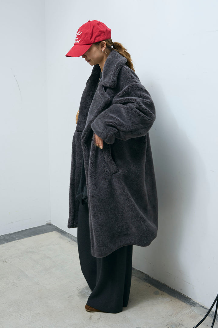 [予約/SET]ウエストレイヤードニットセットアップ+テディロングコート(2set)