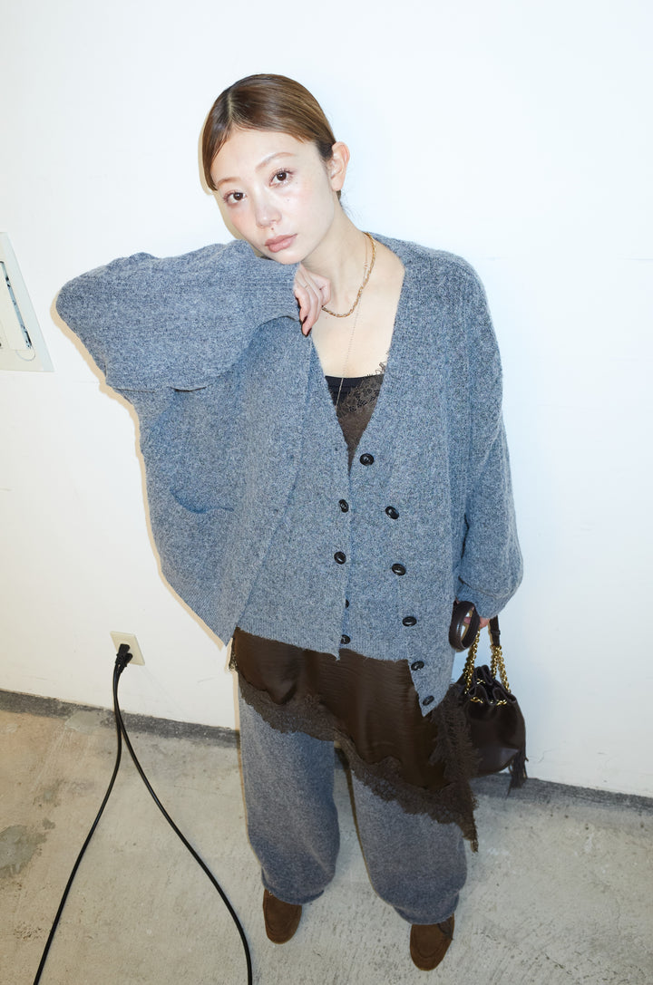 [予約/SET]エブリデイ3ピースニットアップ+アシンメトリーレースロングキャミ(2set)