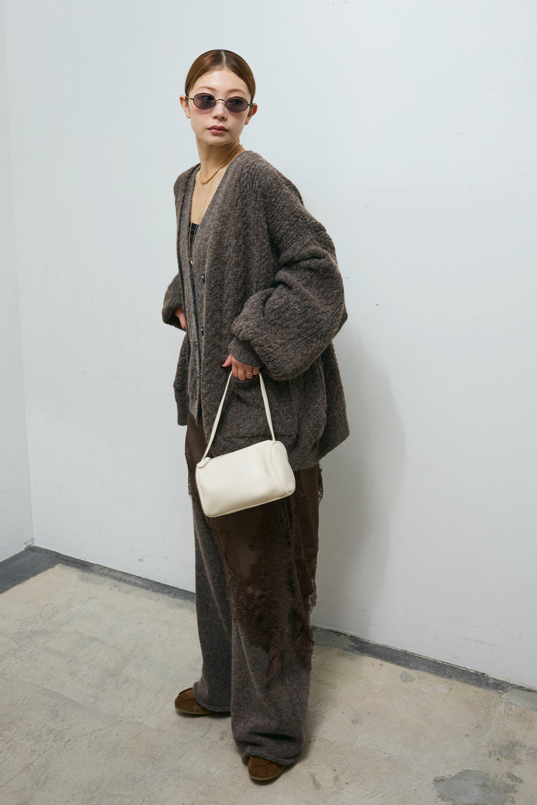 [予約/SET]エブリデイ3ピースニットアップ+アシンメトリーレースロングキャミ(2set)