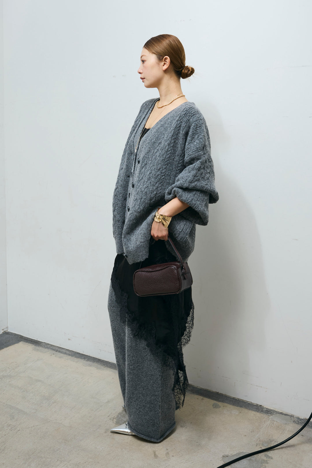 [予約/SET]エブリデイ3ピースニットアップ+アシンメトリーレースロングキャミ(2set)