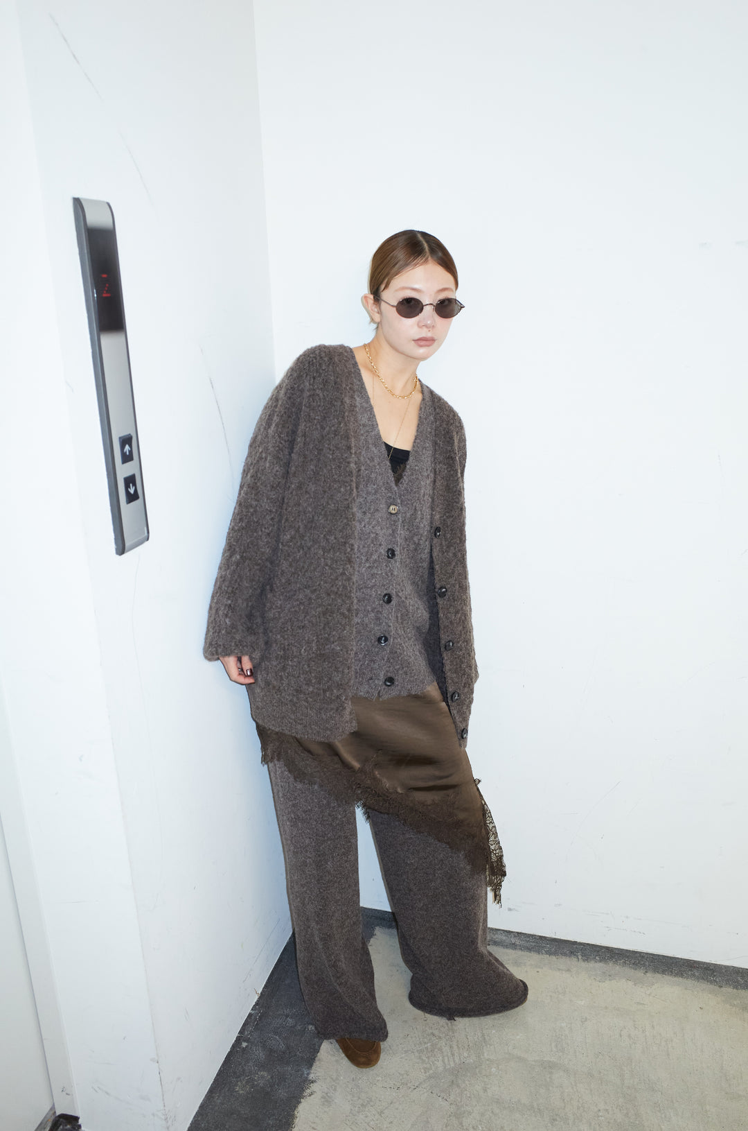 [予約/SET]エブリデイ3ピースニットアップ+アシンメトリーレースロングキャミ(2set)