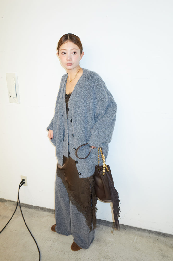 [予約/SET]エブリデイ3ピースニットアップ+アシンメトリーレースロングキャミ(2set)