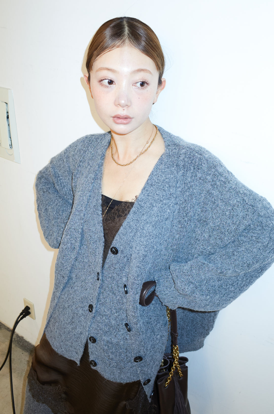 [予約/SET]エブリデイ3ピースニットアップ+アシンメトリーレースロングキャミ(2set)