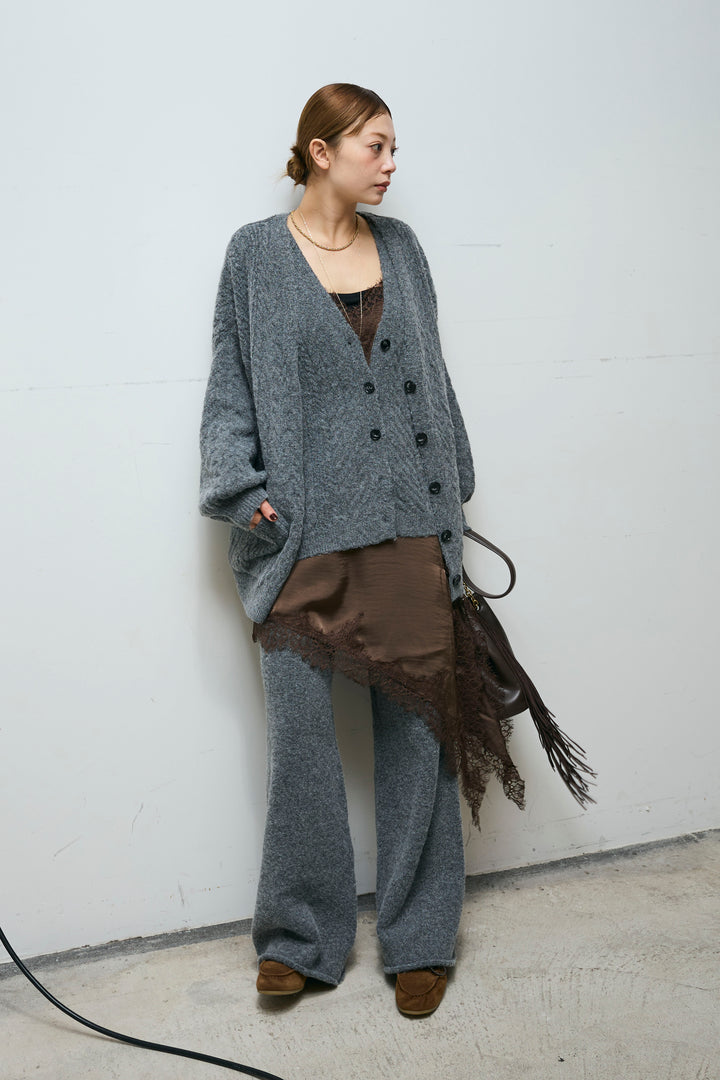 [予約/SET]エブリデイ3ピースニットアップ+アシンメトリーレースロングキャミ(2set)