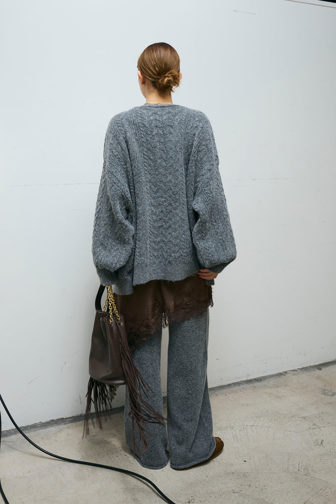 [予約/SET]エブリデイ3ピースニットアップ+アシンメトリーレースロングキャミ(2set)