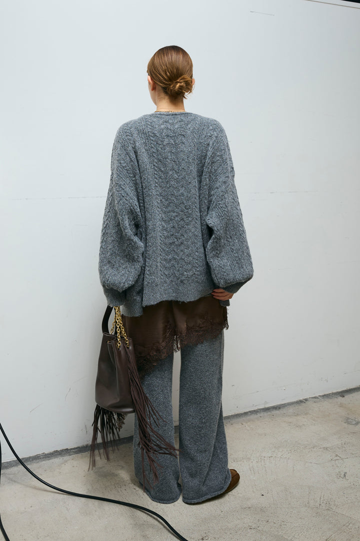 [予約/SET]エブリデイ3ピースニットアップ+アシンメトリーレースロングキャミ(2set)