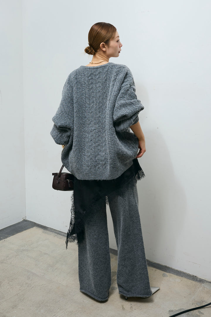 [予約/SET]エブリデイ3ピースニットアップ+アシンメトリーレースロングキャミ(2set)