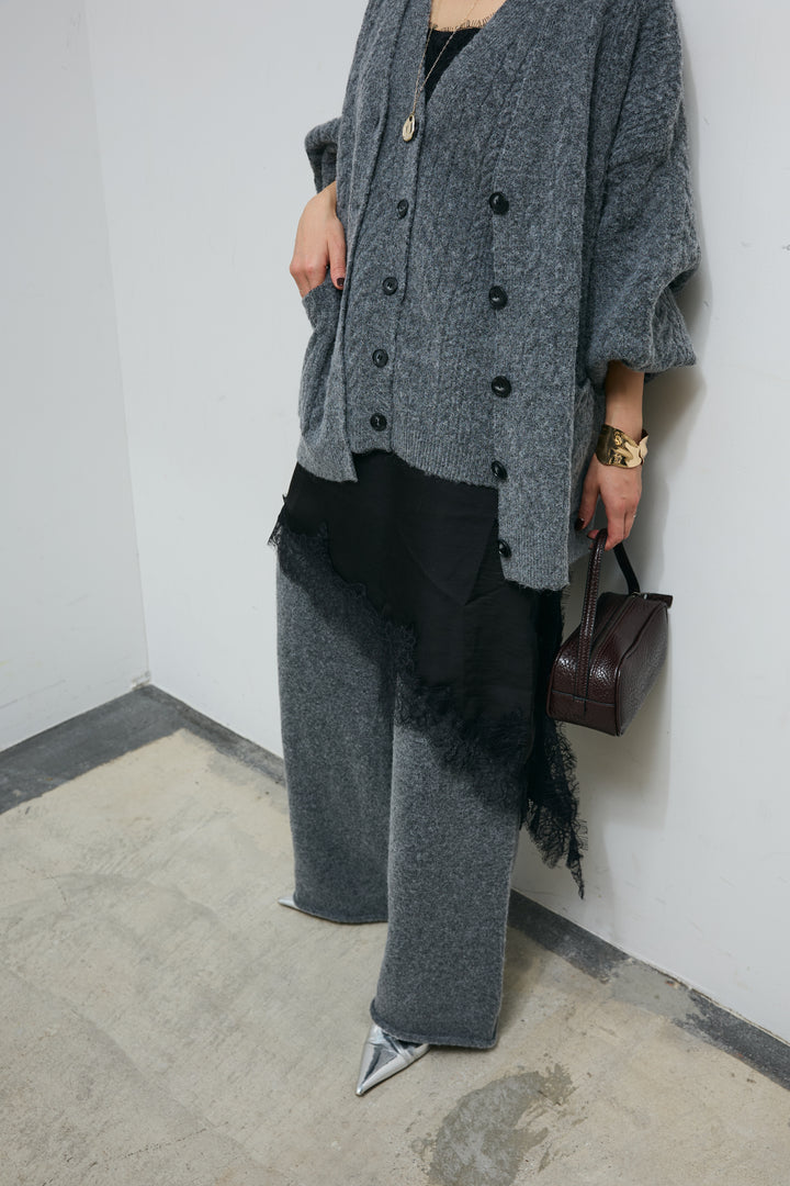 [予約/SET]エブリデイ3ピースニットアップ+アシンメトリーレースロングキャミ(2set)