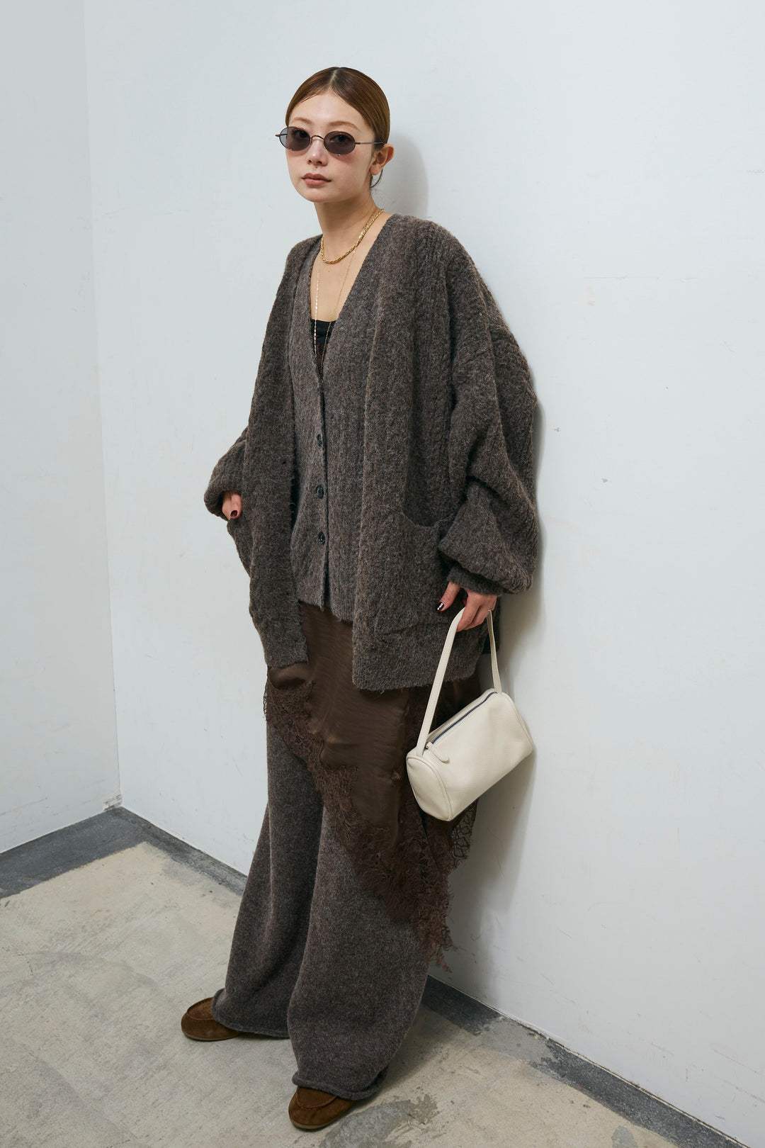 [予約/SET]エブリデイ3ピースニットアップ+アシンメトリーレースロングキャミ(2set)