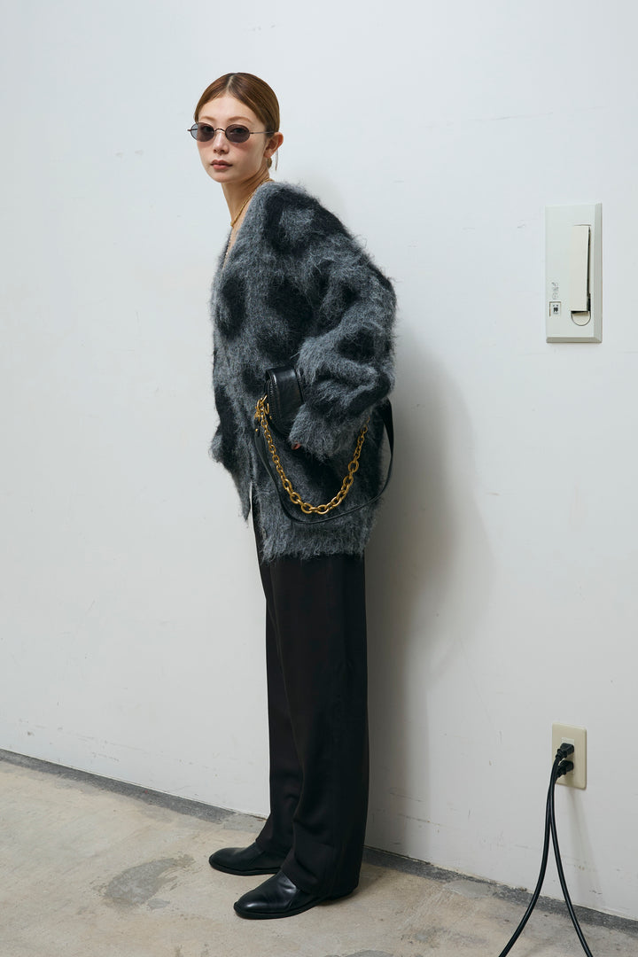 [予約/SET]ウールミックスシャギーレオパードカーデ+エフォートレスカーブパンツ(2set)