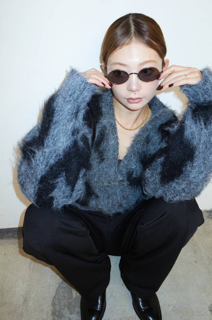 [予約/SET]ウールミックスシャギーレオパードカーデ+エフォートレスカーブパンツ(2set)