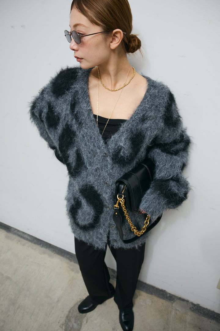 [予約/SET]ウールミックスシャギーレオパードカーデ+エフォートレスカーブパンツ(2set)