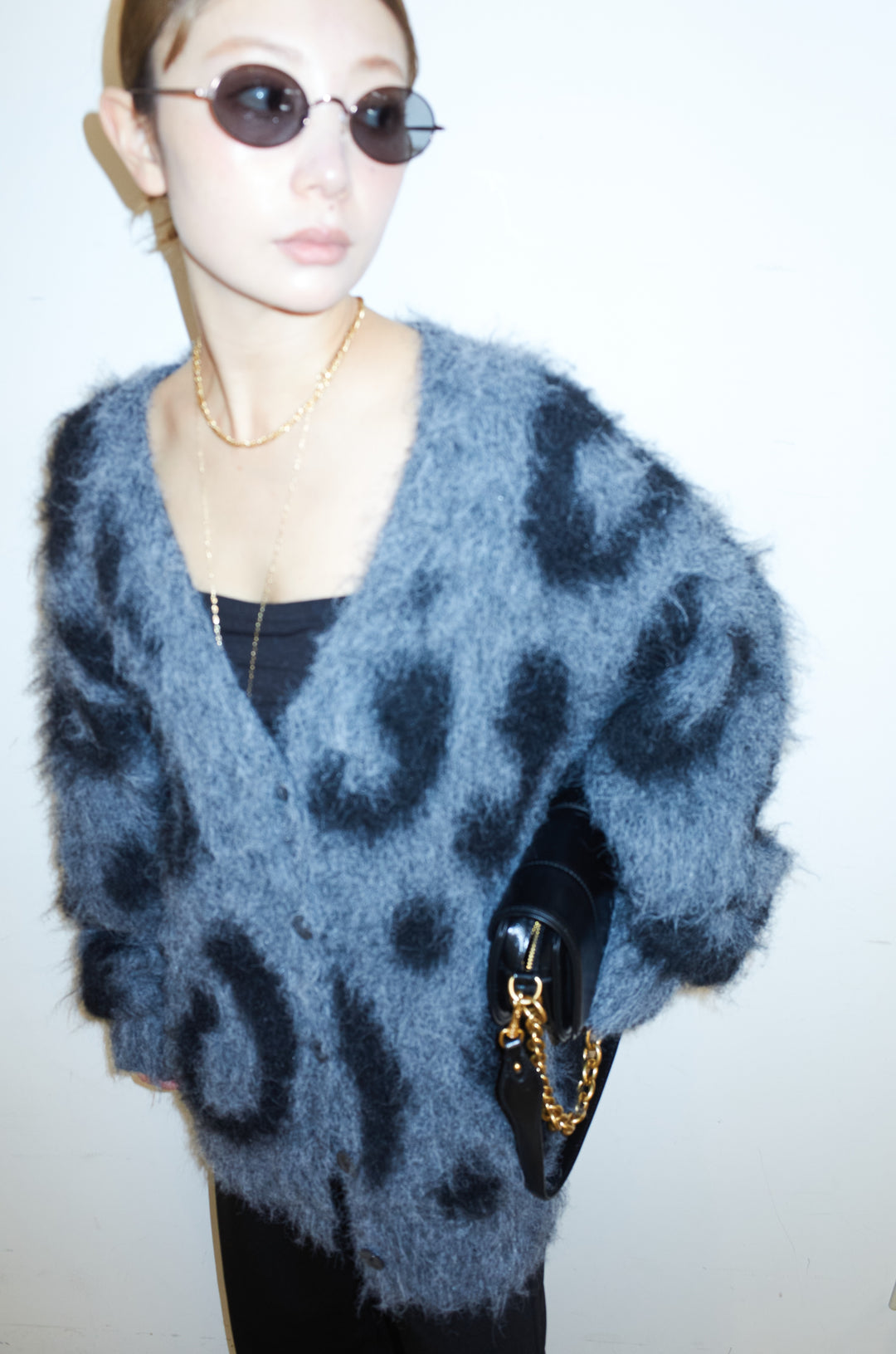 [予約/SET]ウールミックスシャギーレオパードカーデ+エフォートレスカーブパンツ(2set)