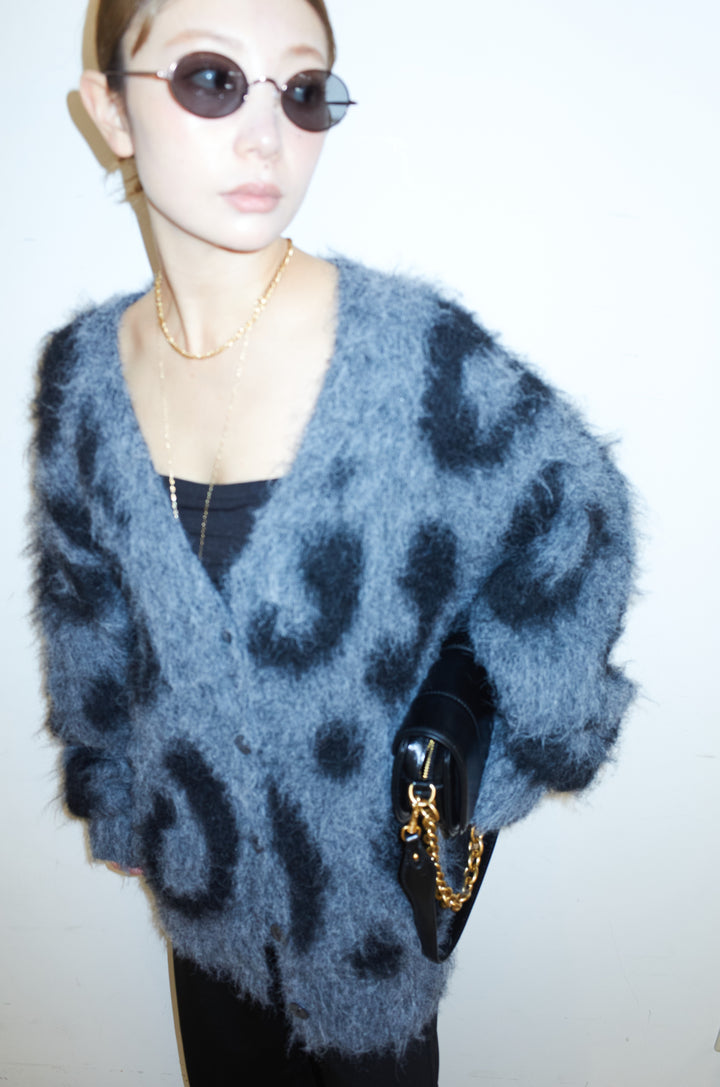 [予約/SET]ウールミックスシャギーレオパードカーデ+エフォートレスカーブパンツ(2set)