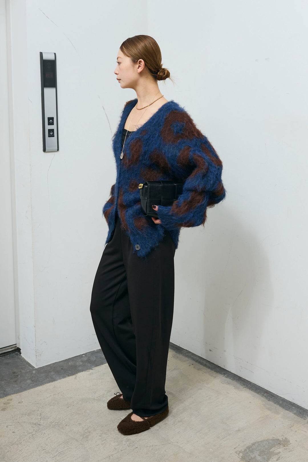 [予約/SET]ウールミックスシャギーレオパードカーデ+エフォートレスカーブパンツ(2set)