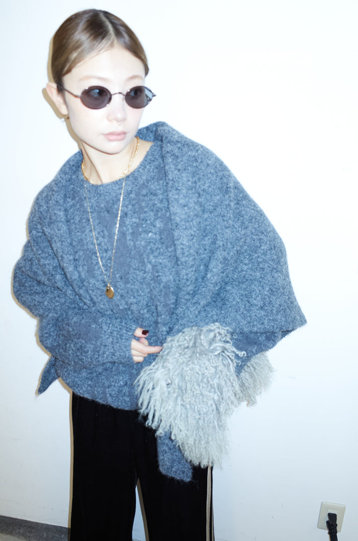 ダブルジャガードアルパカタッチPO+ダブルジャガードトライアングルストール(2set)