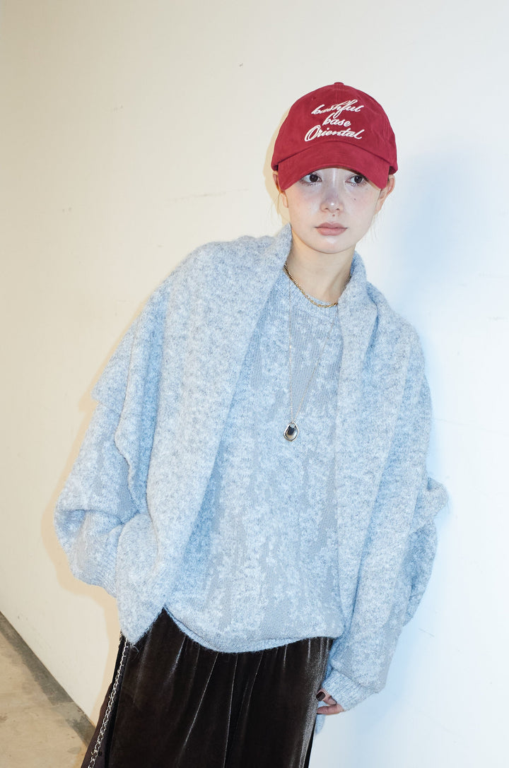 ダブルジャガードアルパカタッチPO+ダブルジャガードトライアングルストール(2set)