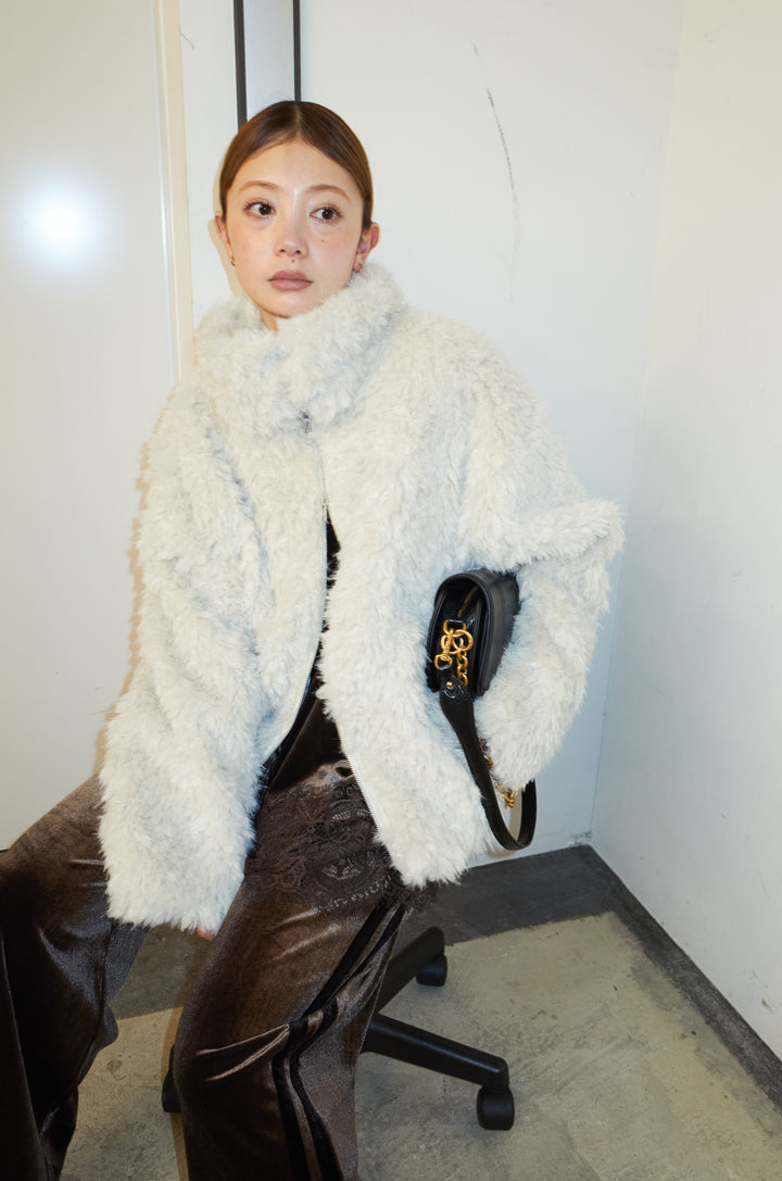 [予約]フェイクファーショートスタンドブルゾン