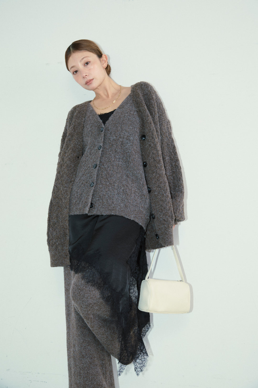 [予約/SET]エブリデイ3ピースニットアップ+アシンメトリーレースロングキャミ(2set)