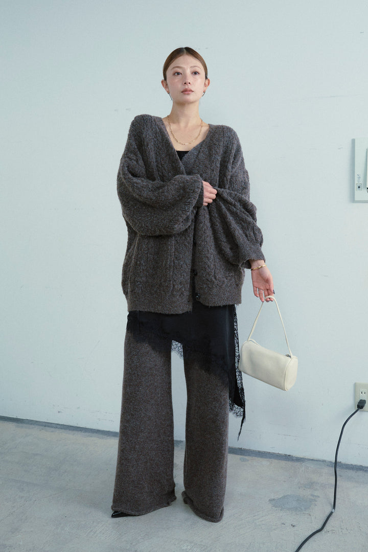 [予約/SET]エブリデイ3ピースニットアップ+アシンメトリーレースロングキャミ(2set)