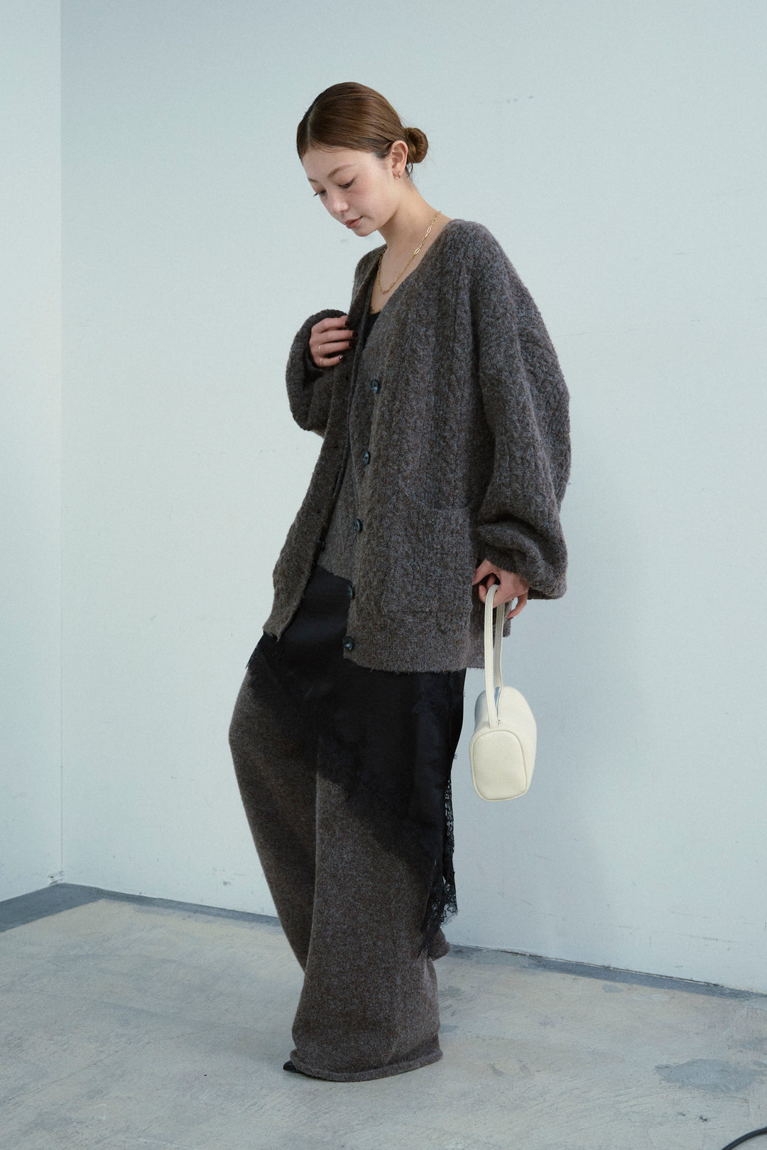 [予約/SET]エブリデイ3ピースニットアップ+アシンメトリーレースロングキャミ(2set)