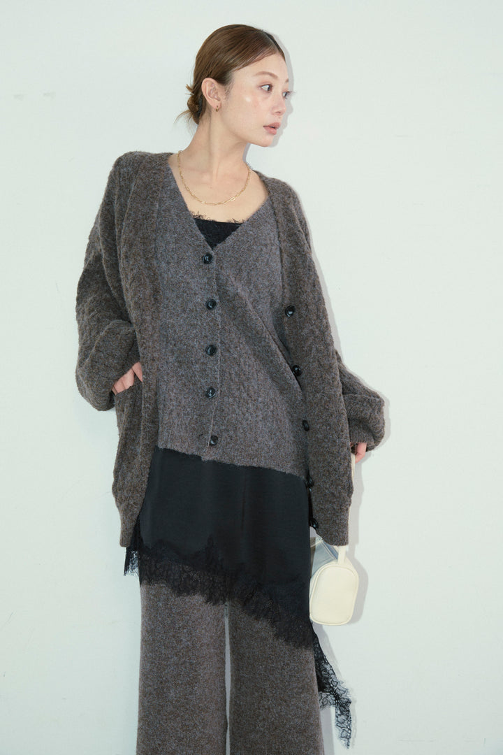 [予約/SET]エブリデイ3ピースニットアップ+アシンメトリーレースロングキャミ(2set)