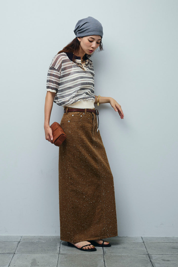 [予約/SET]シアーボーダーポロ+ネップツイルストレートスカート(2set)