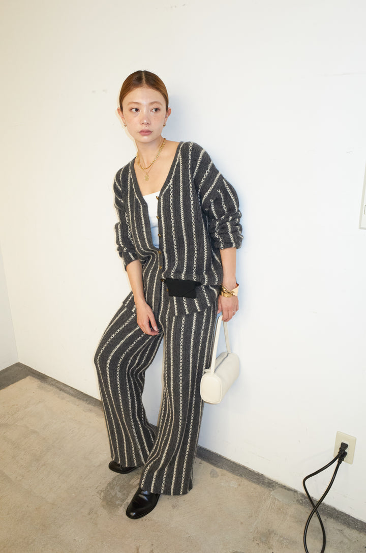 [予約/SET]細ストライプニットカーディガンSETUP