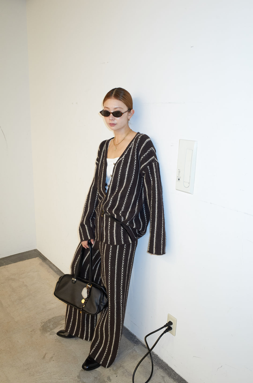 [予約/SET]細ストライプニットカーディガンSETUP