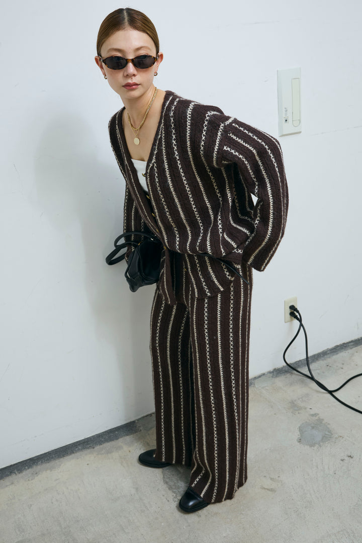 [予約/SET]細ストライプニットカーディガンSETUP