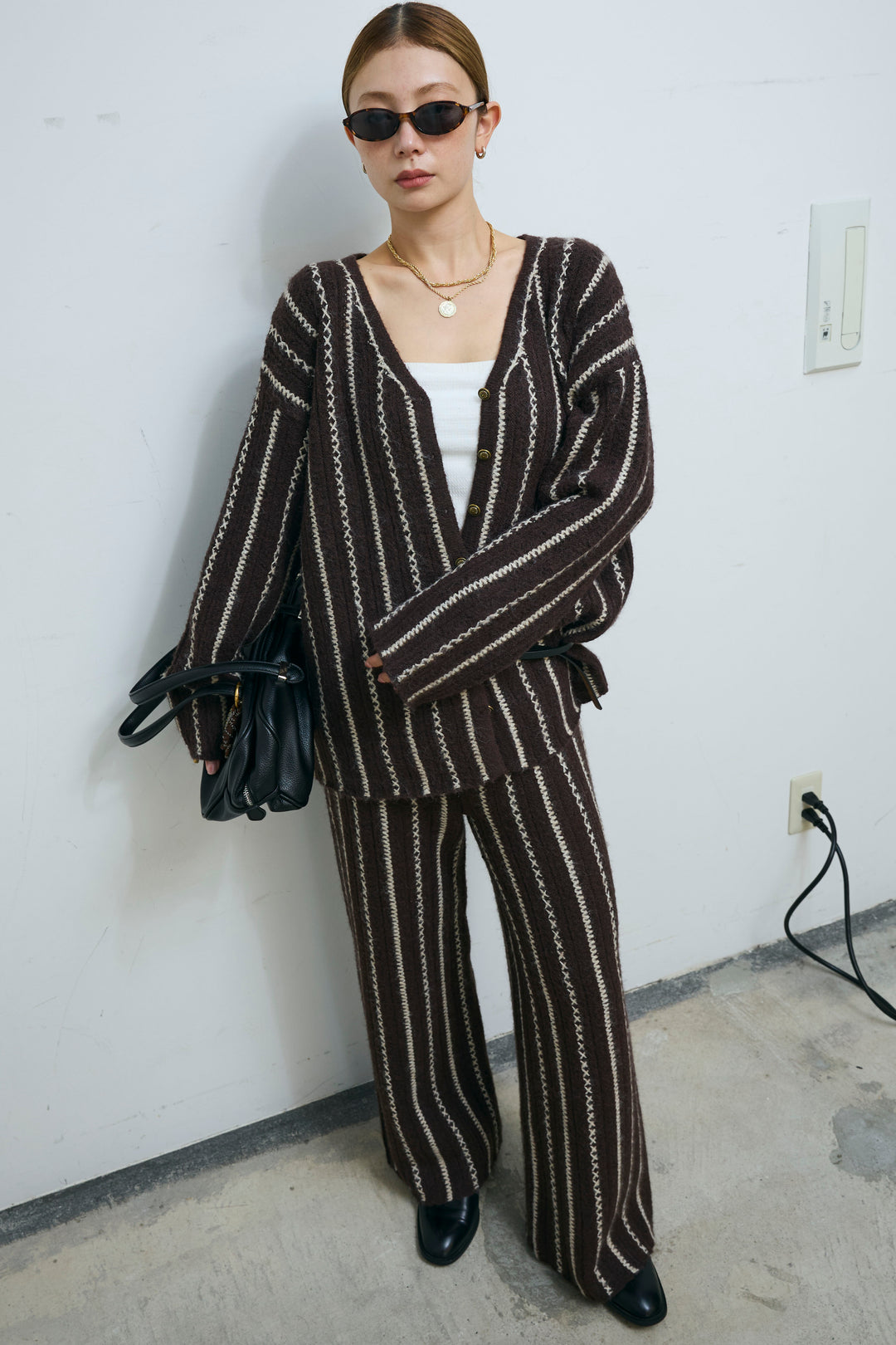 [予約/SET]細ストライプニットカーディガンSETUP