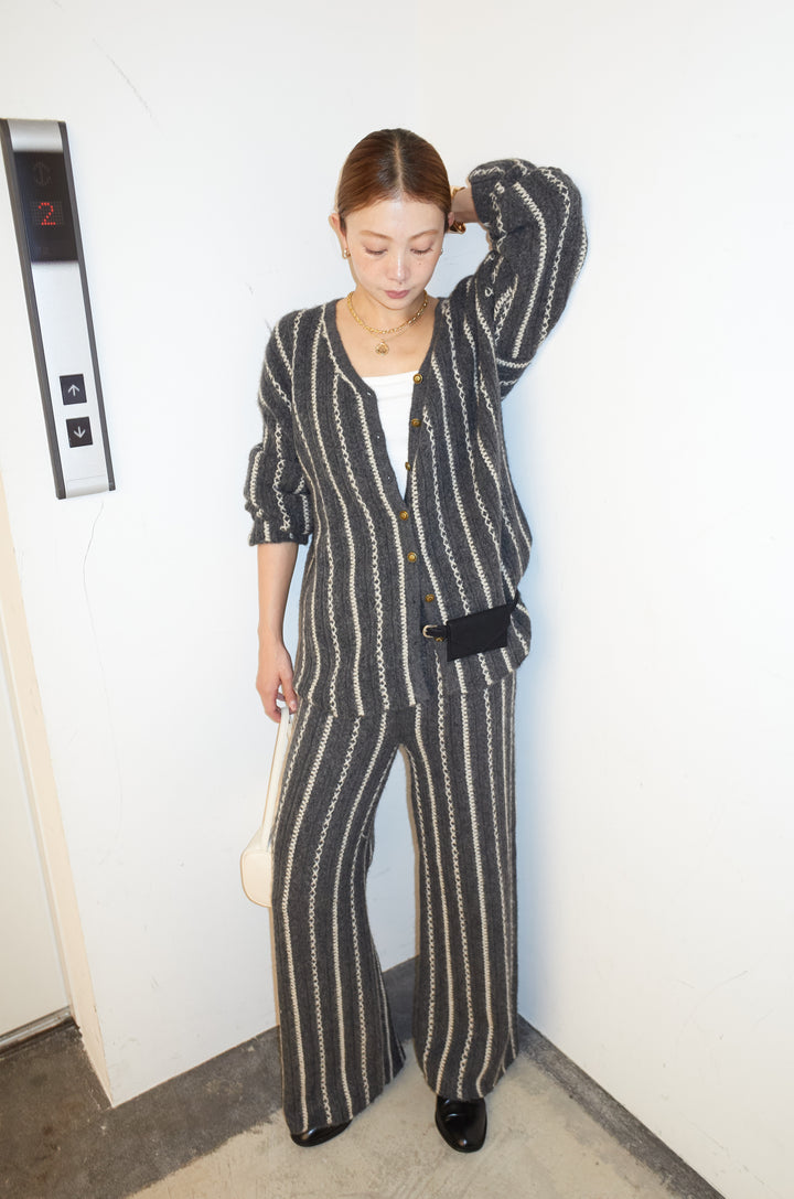 [予約/SET]細ストライプニットカーディガンSETUP