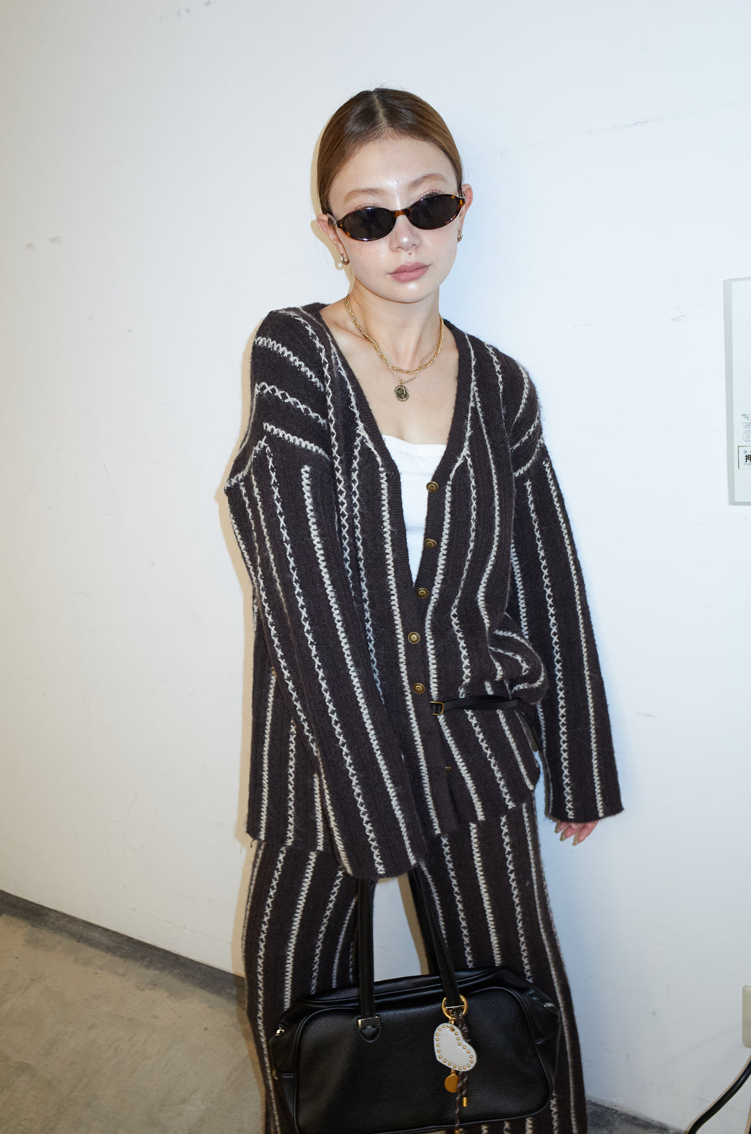 [予約/SET]細ストライプニットカーディガンSETUP