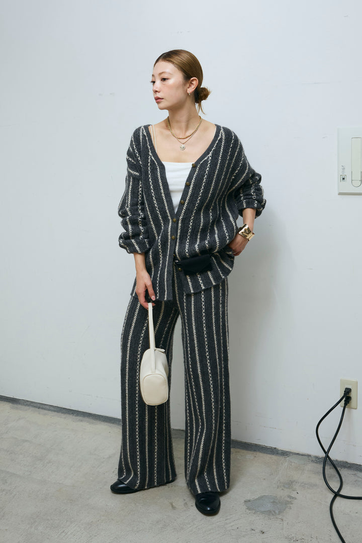 [予約/SET]細ストライプニットカーディガンSETUP
