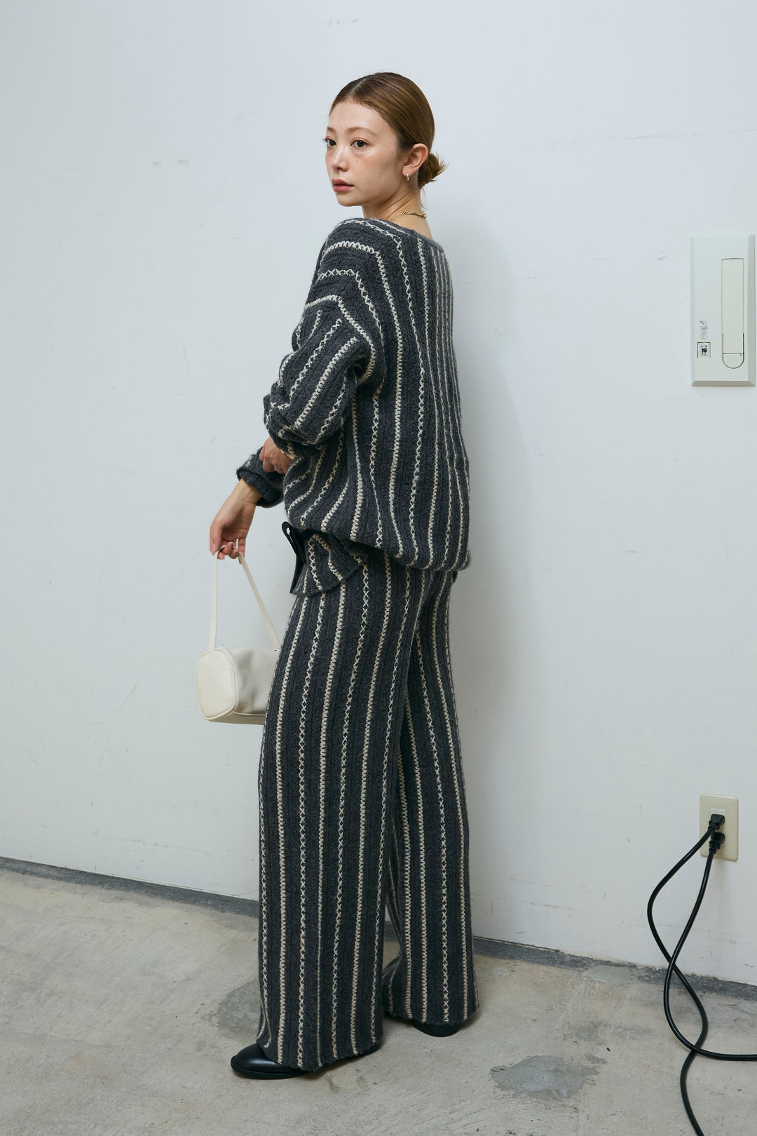 [予約/SET]細ストライプニットカーディガンSETUP