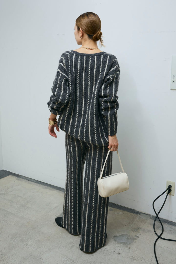 [予約/SET]細ストライプニットカーディガンSETUP