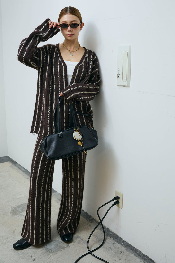 [予約/SET]細ストライプニットカーディガンSETUP