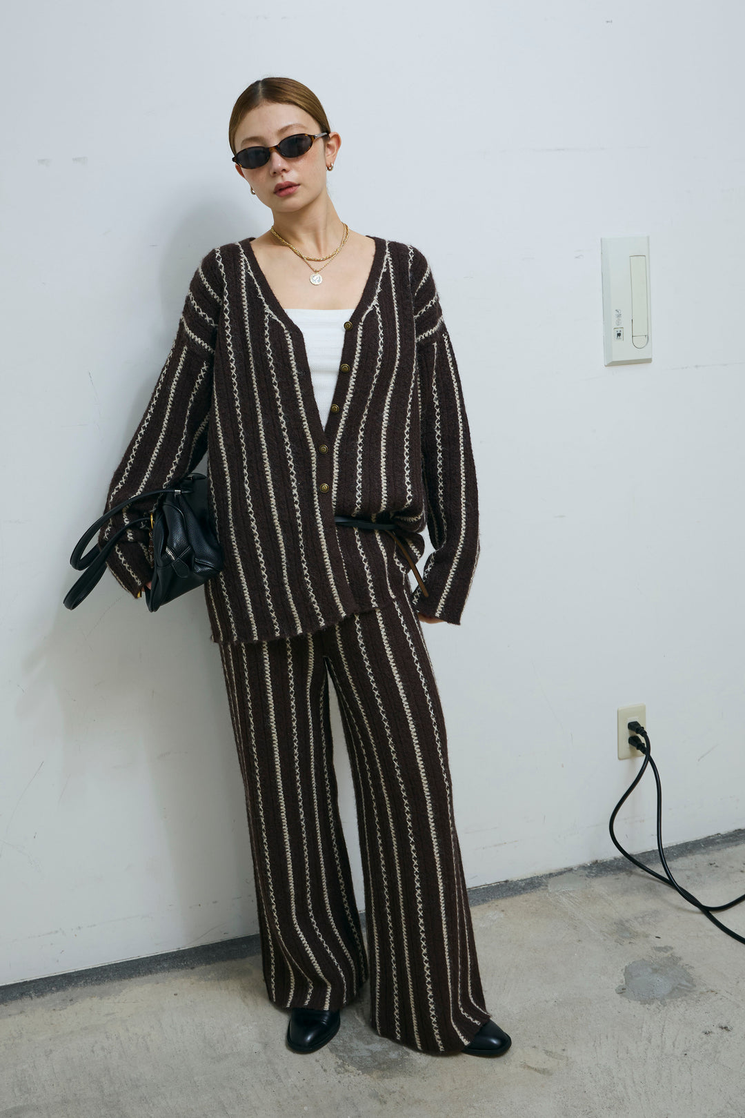 [予約/SET]細ストライプニットカーディガンSETUP