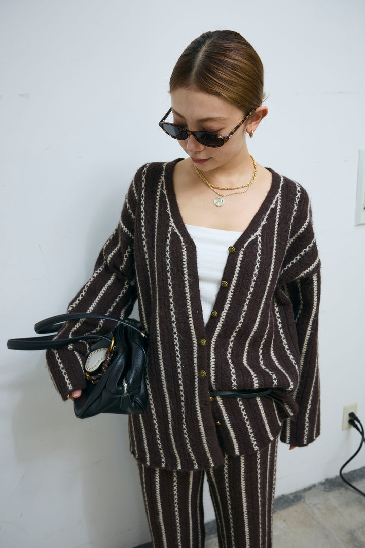 [予約/SET]細ストライプニットカーディガンSETUP