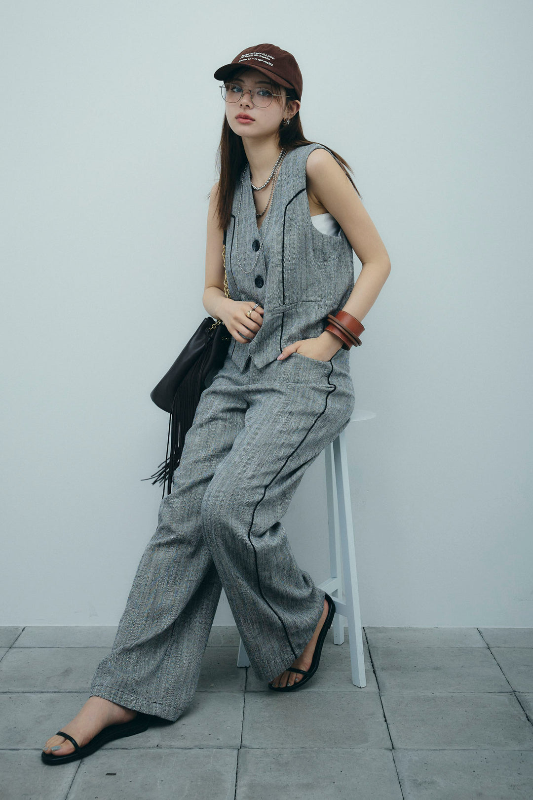 [予約]リネンミックスグレンチェックセットアップ