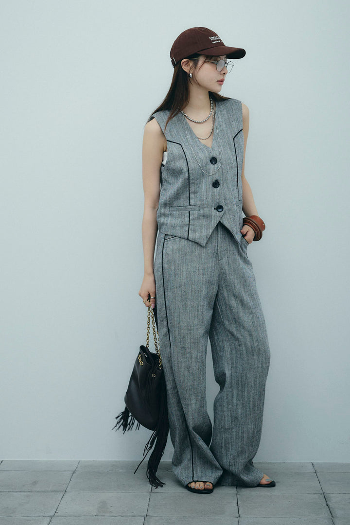 [予約]リネンミックスグレンチェックセットアップ