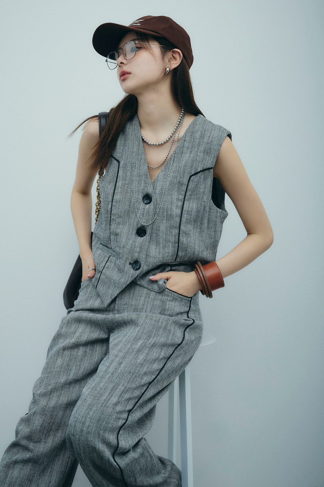 [予約]リネンミックスグレンチェックセットアップ