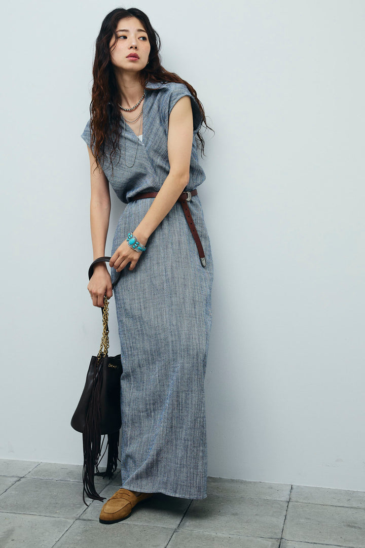 [予約]リネンミックススキッパーマキシシャツワンピ