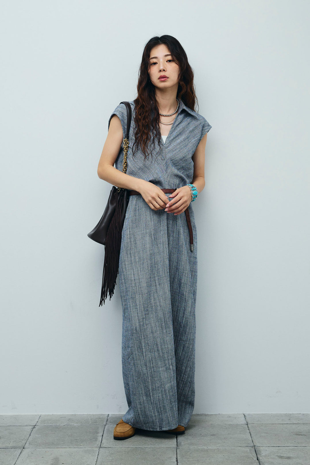 [予約]リネンミックススキッパーマキシシャツワンピ