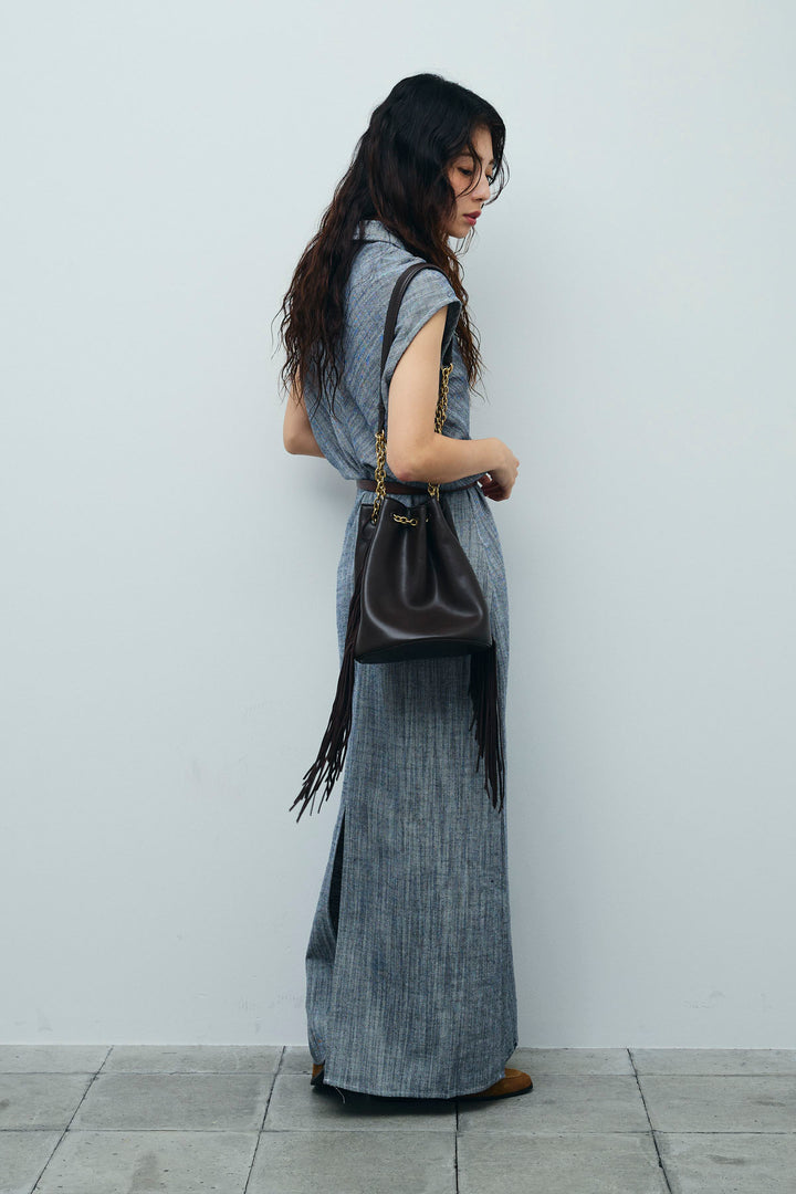 [予約]リネンミックススキッパーマキシシャツワンピ