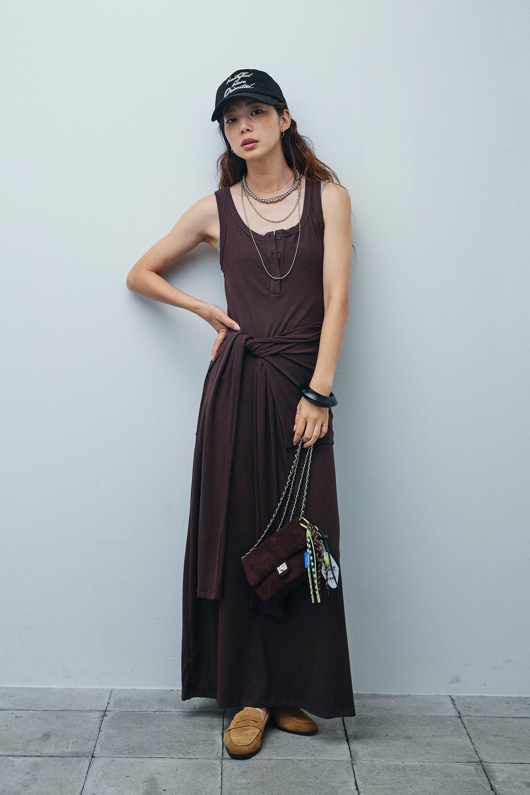 [予約]ラップレイヤードリブロングワンピース