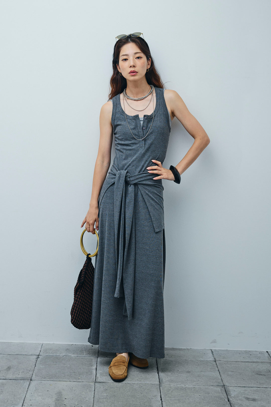 [予約]ラップレイヤードリブロングワンピース